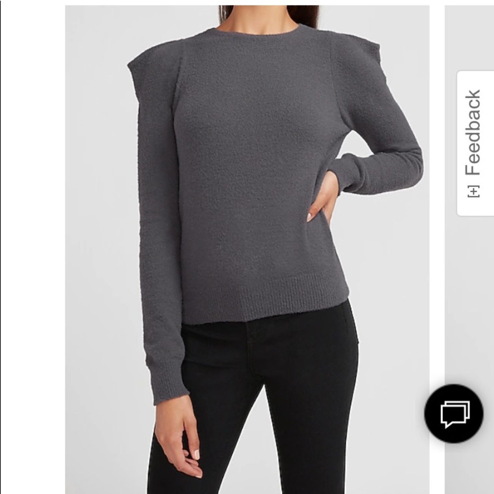 Puff shoulder crew neck sweater